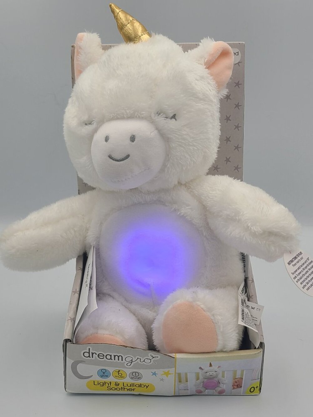 NIB DreamGro Unicorn Color Changing Light Lullaby Soother Music Tummy Glow WORKS